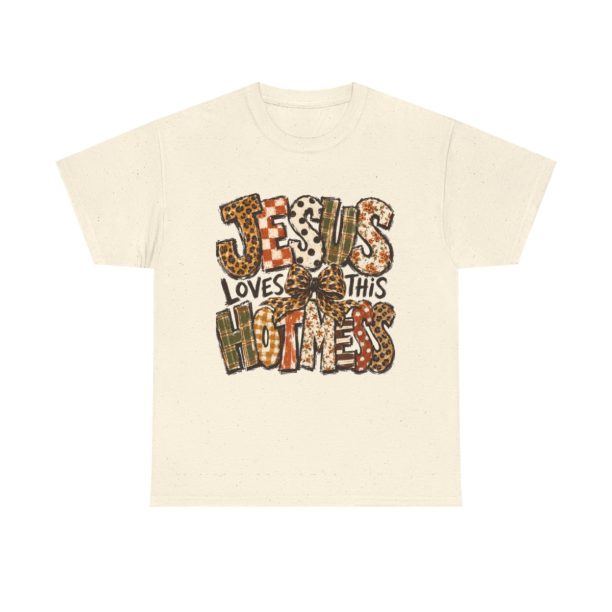 Jesus Loves This Hot Mess Leopard Graphic T-Shirt