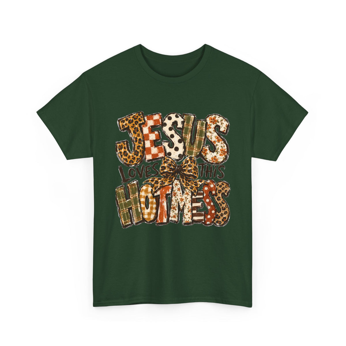 Jesus Loves This Hot Mess Leopard Graphic T-Shirt