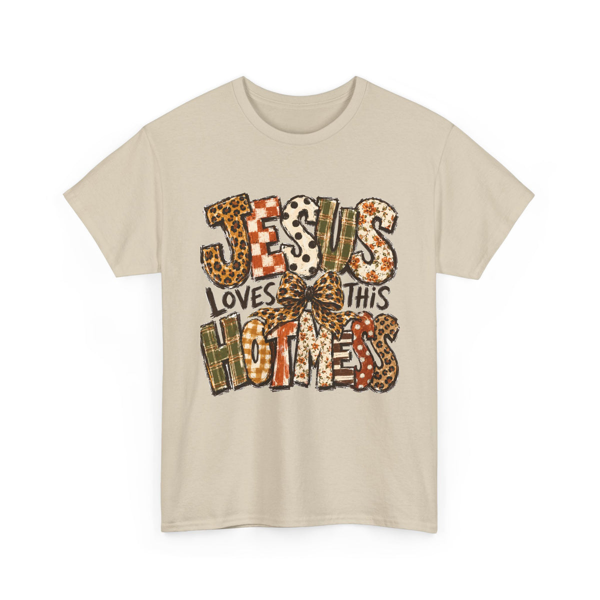 Jesus Loves This Hot Mess Leopard Graphic T-Shirt