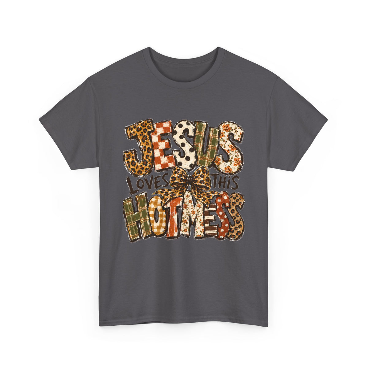 Jesus Loves This Hot Mess Leopard Graphic T-Shirt