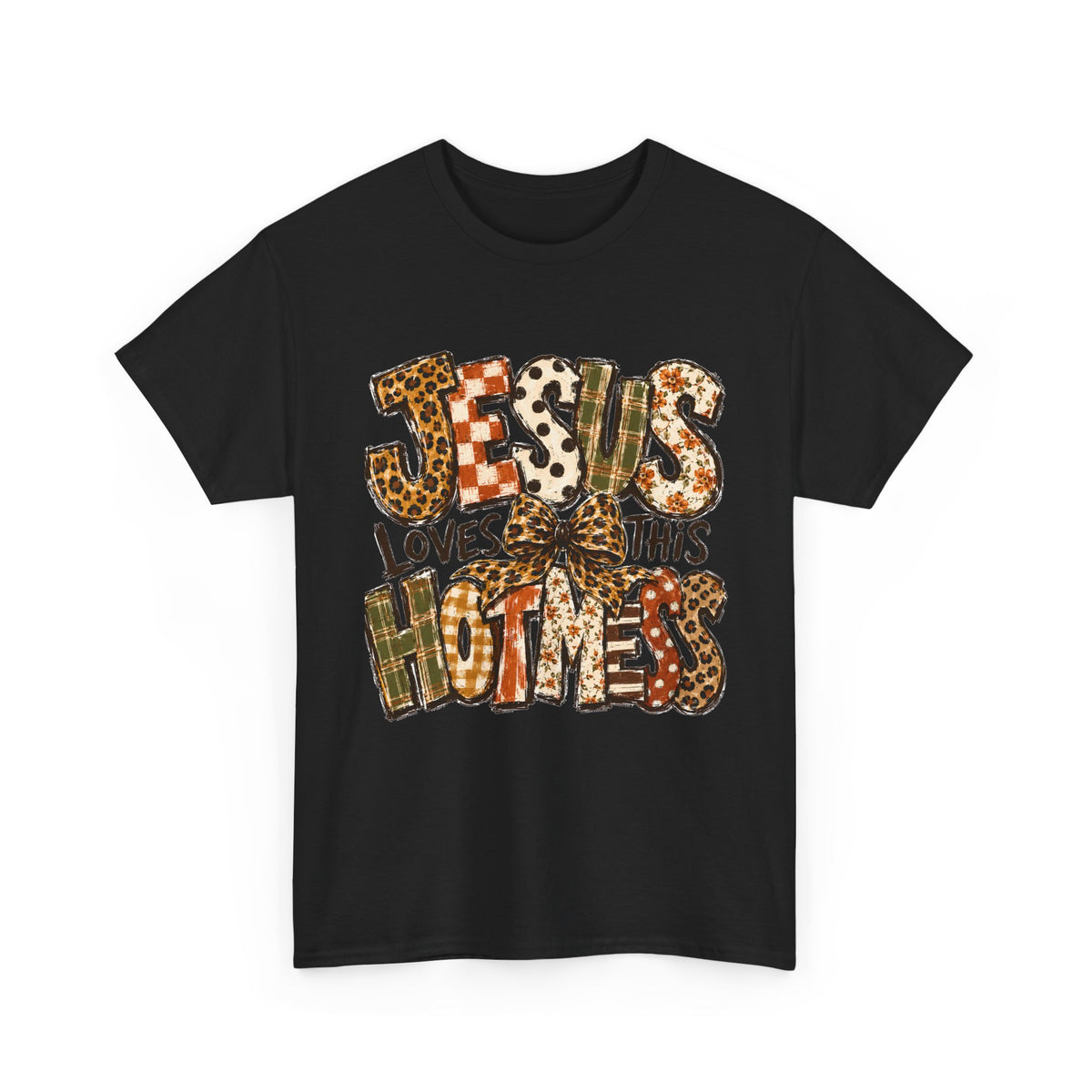 Jesus Loves This Hot Mess Leopard Graphic T-Shirt