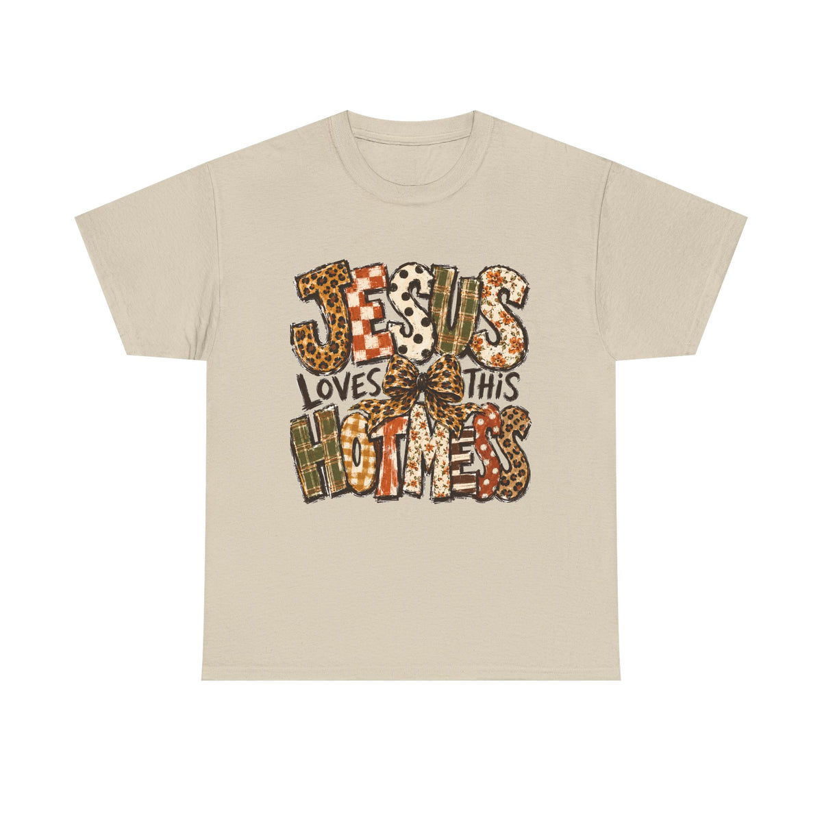 Jesus Loves This Hot Mess Leopard Graphic T-Shirt