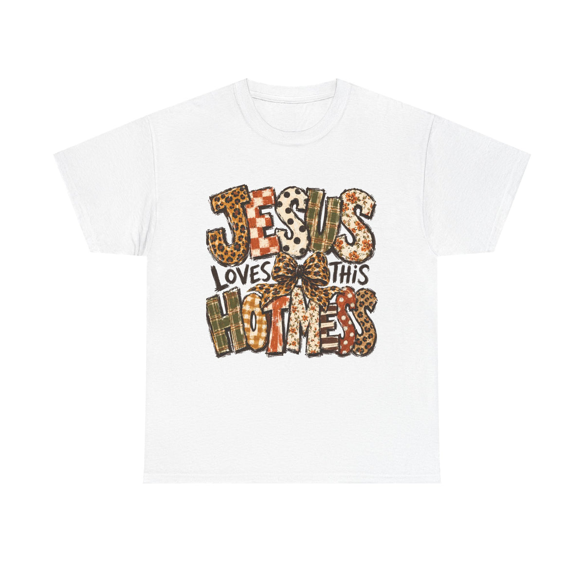 Jesus Loves This Hot Mess Leopard Graphic T-Shirt
