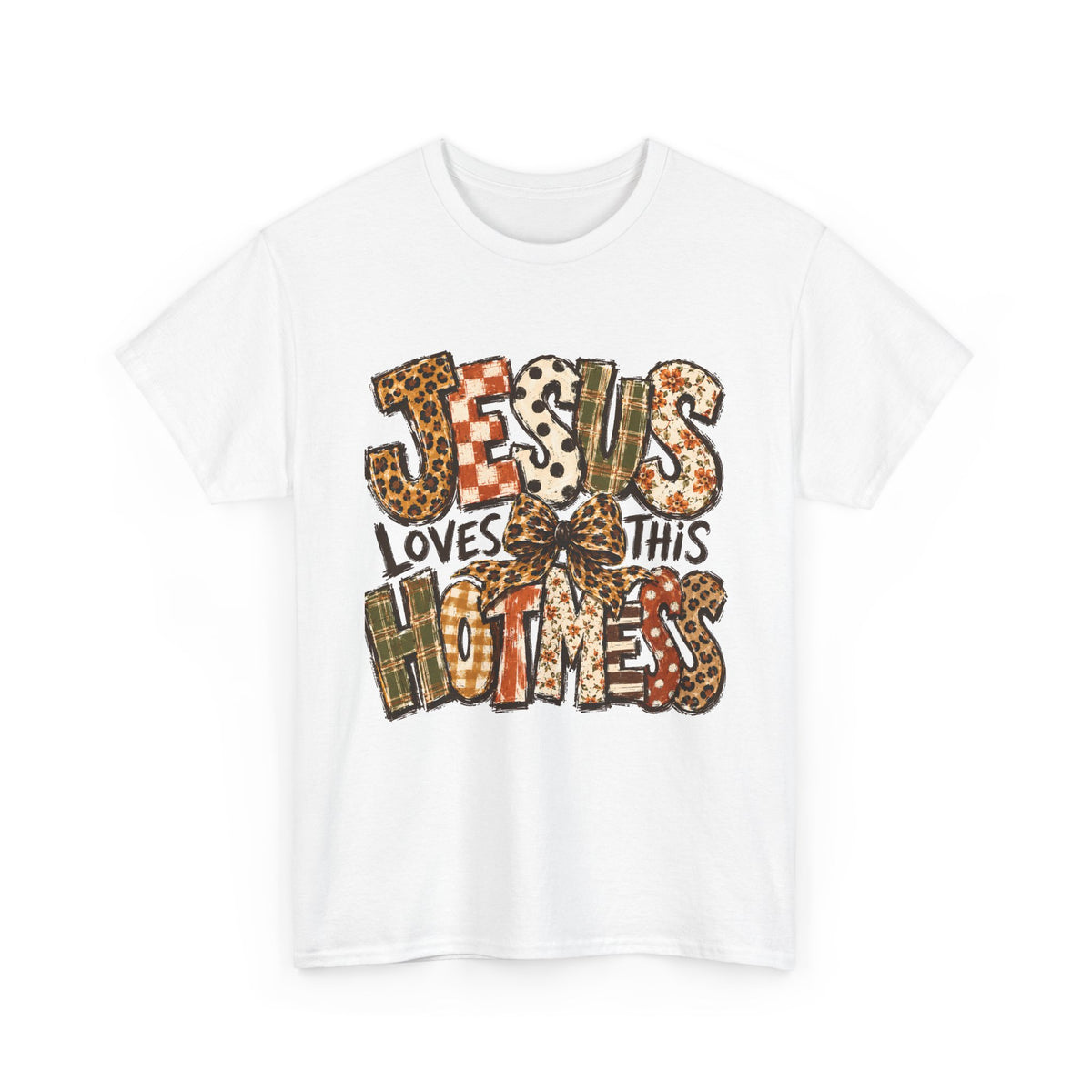 Jesus Loves This Hot Mess Leopard Graphic T-Shirt