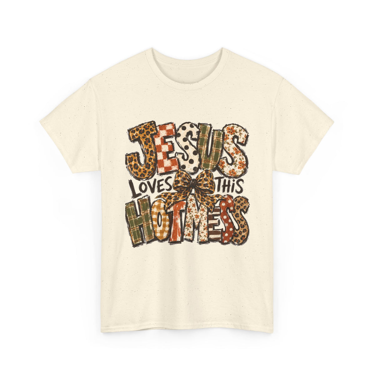 Jesus Loves This Hot Mess Leopard Graphic T-Shirt