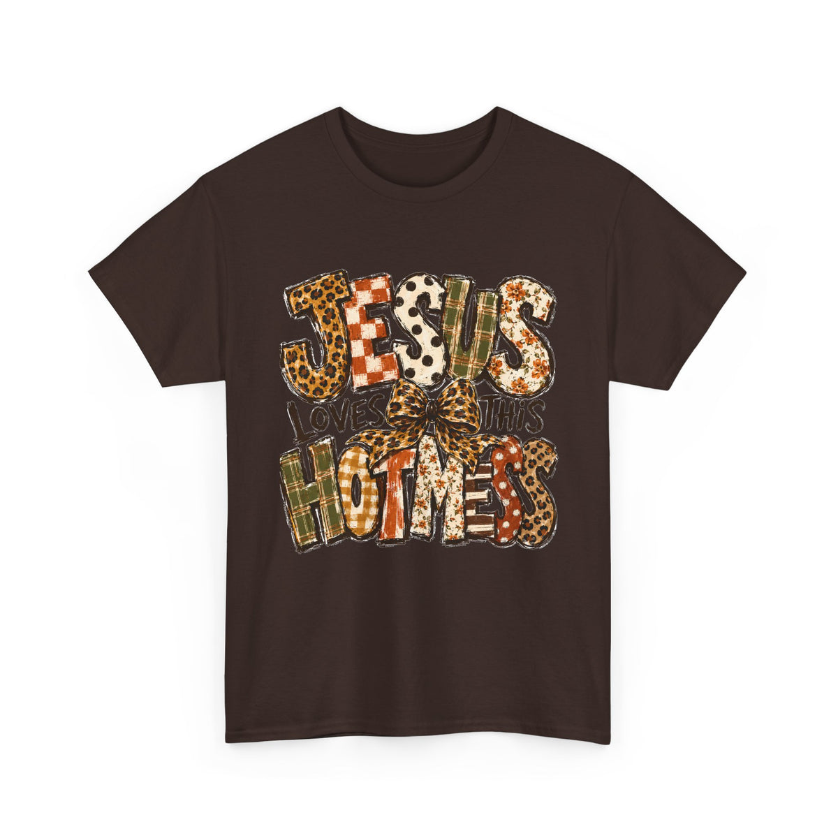Jesus Loves This Hot Mess Leopard Graphic T-Shirt
